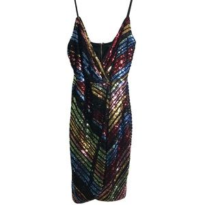 Rainbow Sequin Mini Dress by Tea n Cup